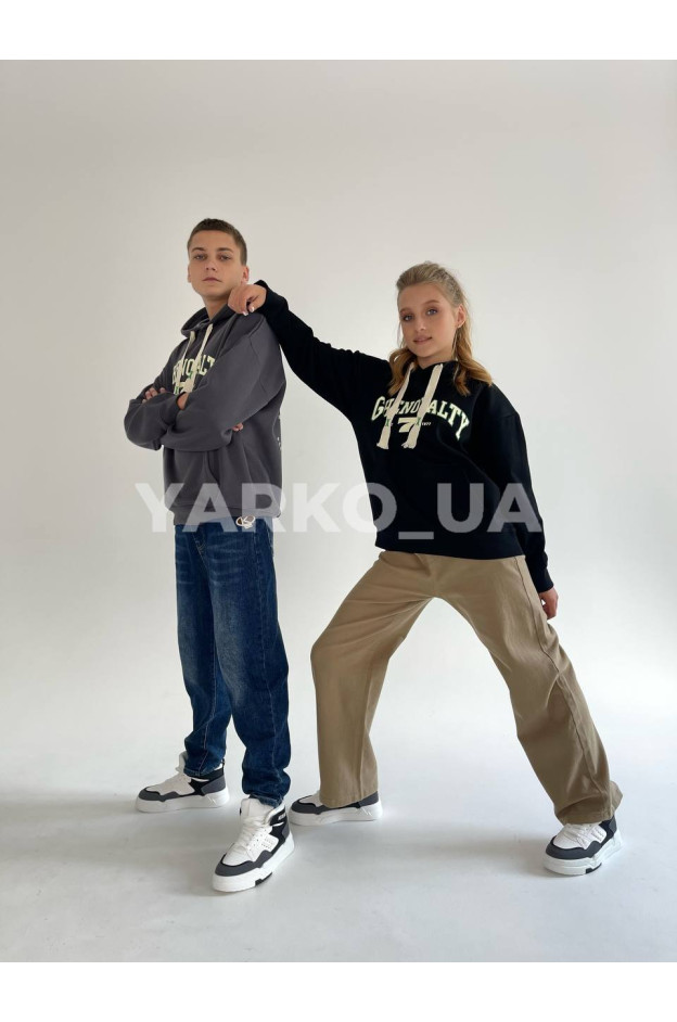 Худі uni на весну/осінь 822068 з котону/велюру графіт 150(р) 