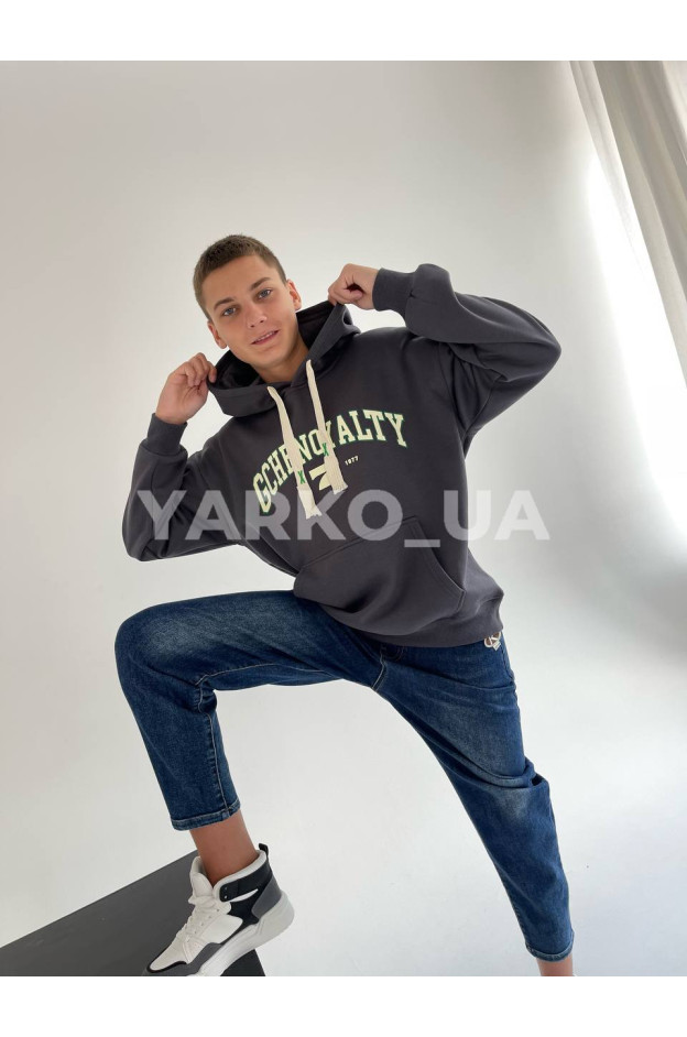Худі uni на весну/осінь 822068 з котону/велюру графіт 150(р) 