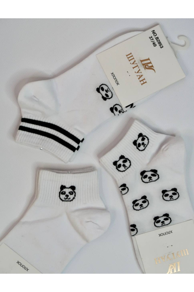Шкарпетки uni весна/осінь B2853 котон білий/чорний Panda 37-40(р) 
