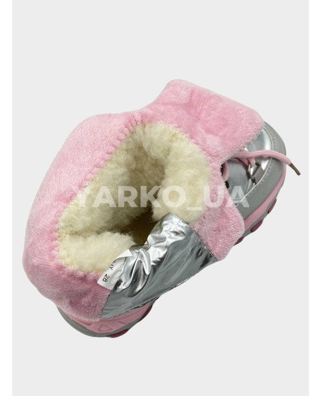 Дутики KIMBOO для дівчинки на зиму FG2366-1Y срібло/рожевий 23(р)