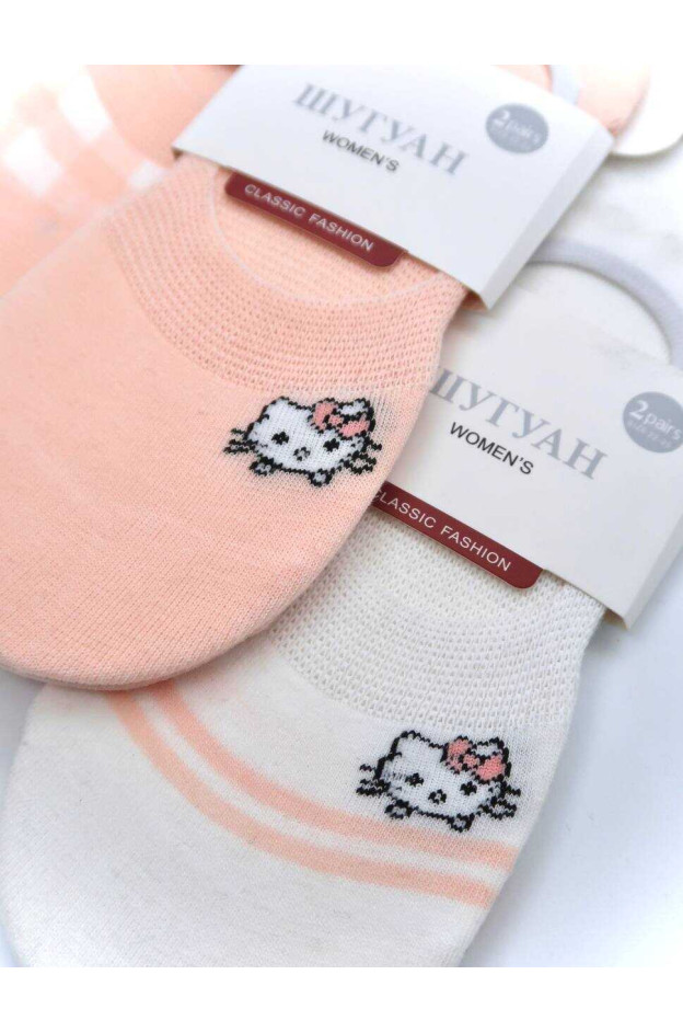 Сліди Шугуан для дівчат B2833 котон білий/персик Kitty 35-40(р)