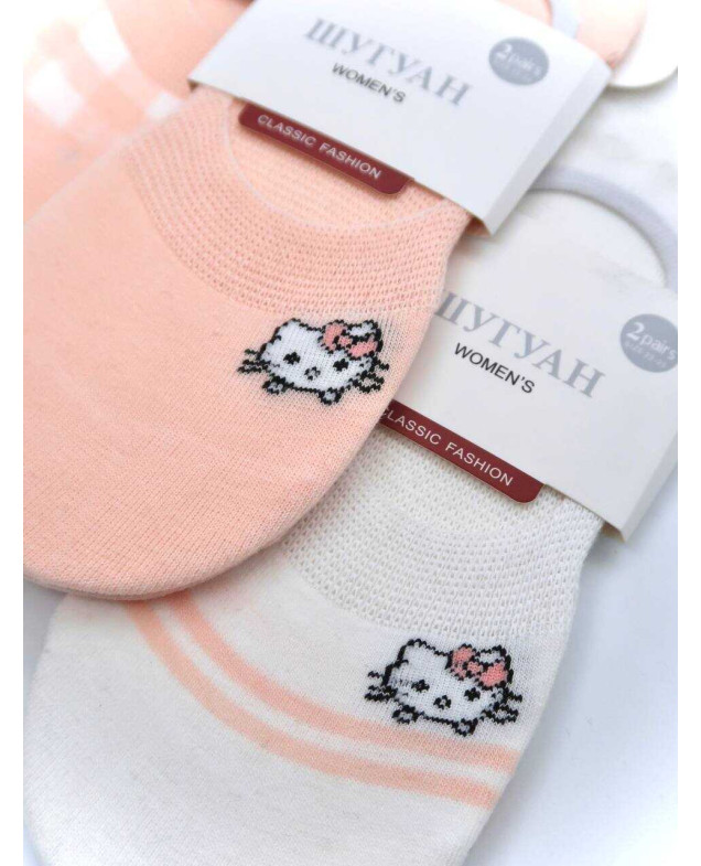 Сліди Шугуан для дівчат B2833 котон білий/персик Kitty 35-40(р)