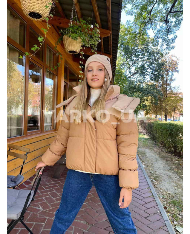 Куртка-пуффер для дівчат на зиму 99817# з тінсулейту з флісом петля 146(р)