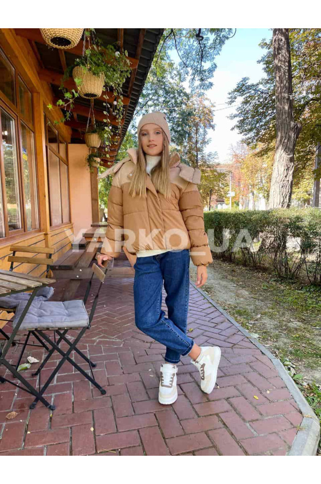 Куртка-пуффер для дівчат на зиму 99817# з тінсулейту з флісом петля 146(р)